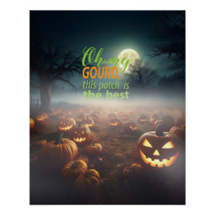 Póster Pomar de Abóboras Assustadoras de Halloween