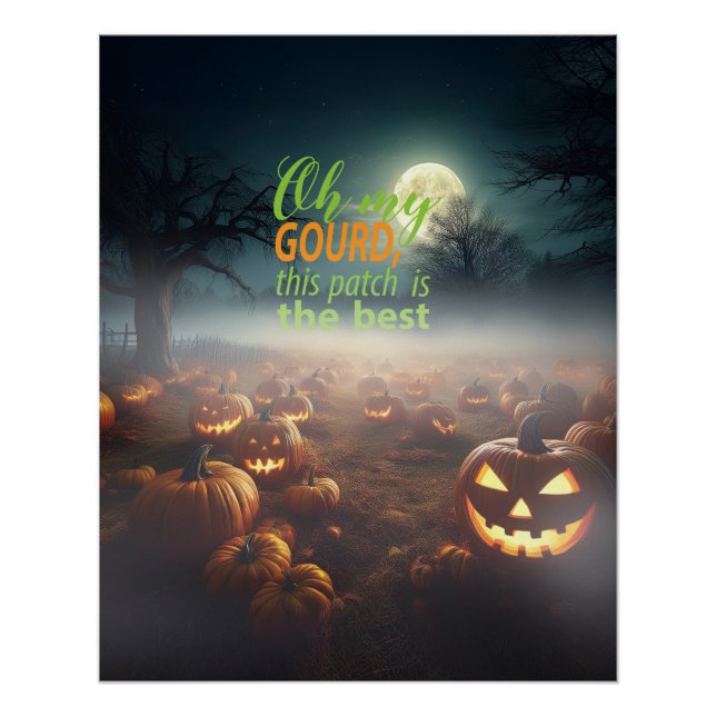 Póster Pomar de Abóboras Assustadoras de Halloween (Frente)
