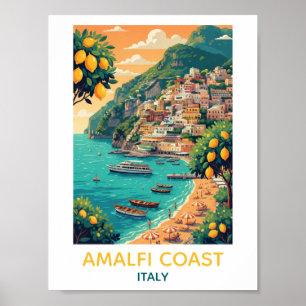Poster Pomar de limão vintage na Costa Amalfitana Itália 