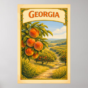 Poster Pomar de Pêssegos da Geórgia Vintage