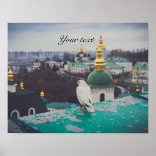 Poster Pomba branca no mosteiro ortodoxo em Kiev