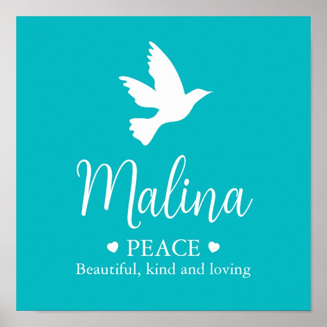 Poster Pomba branca Nome Malina significa aqua (Frente)
