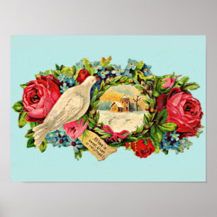 Poster Pomba branca vitoriosa e mensagem de amor