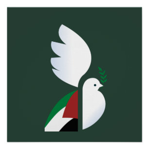 Póster pomba da paz com a bandeira palestiniana