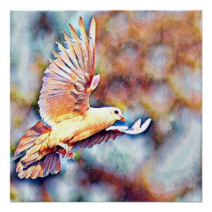 Póster pomba do aquarell