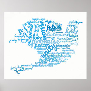 Poster Pomba elegante inspirada da nuvem do Tag da paz