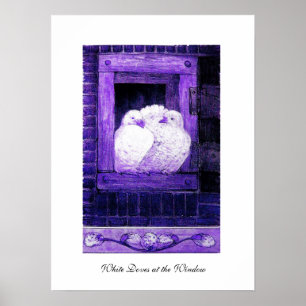 Poster POMBAS BRANCAS NA JANELA, roxo azul