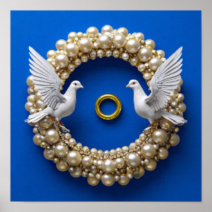 Poster Pombas de casamento Romance Elegante Paz Arte 💍🕊