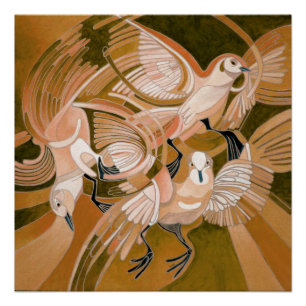 Póster Pombos De Tumbler Na Sepia Abstrato Art