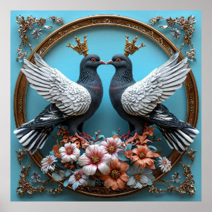 Poster Pombos Majestosos com Crowns