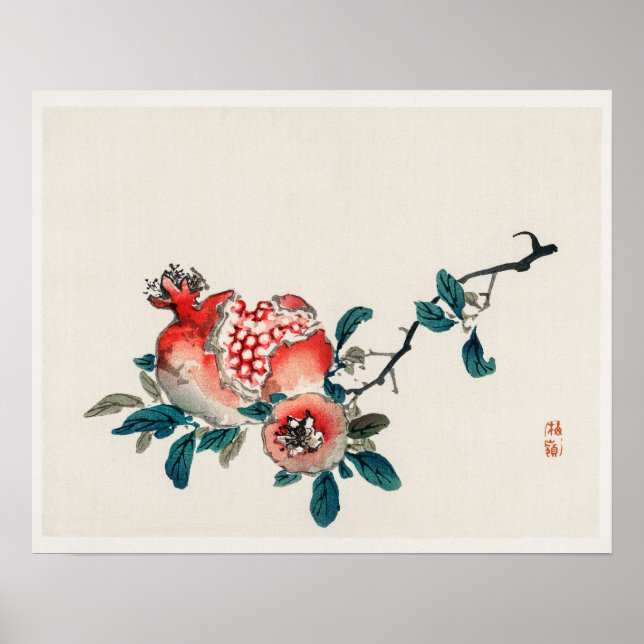 Poster Pomegranato de Kōno Bairei (1844-1895) (Frente)