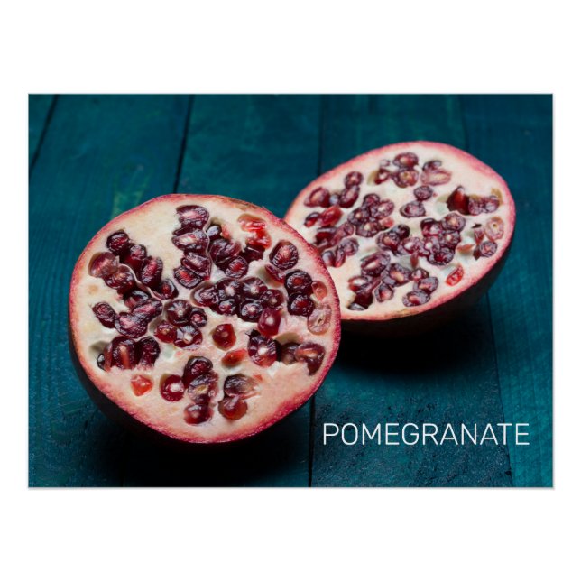 Póster Pomegranato Fruta Vegan Gourmet Foodie Souvenir (Frente)