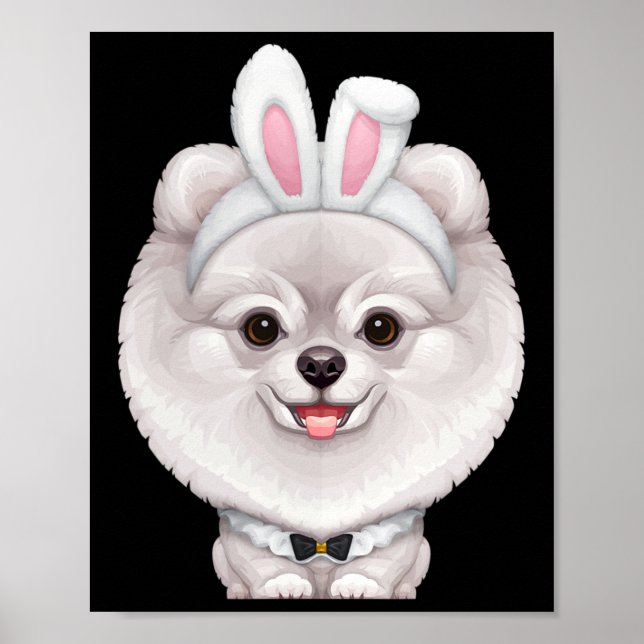 Poster Pomerânia Branca No Figurino Da Páscoa (Frente)