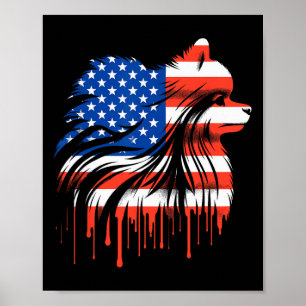 Poster Pomerânia com Gotejamento de Tinta Bandeira Americ