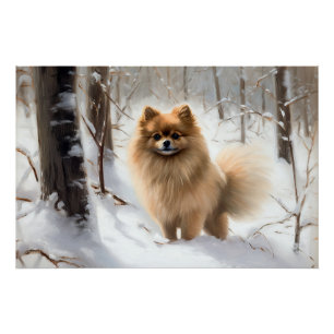Póster Pomerânia Deixe Nevar Natal
