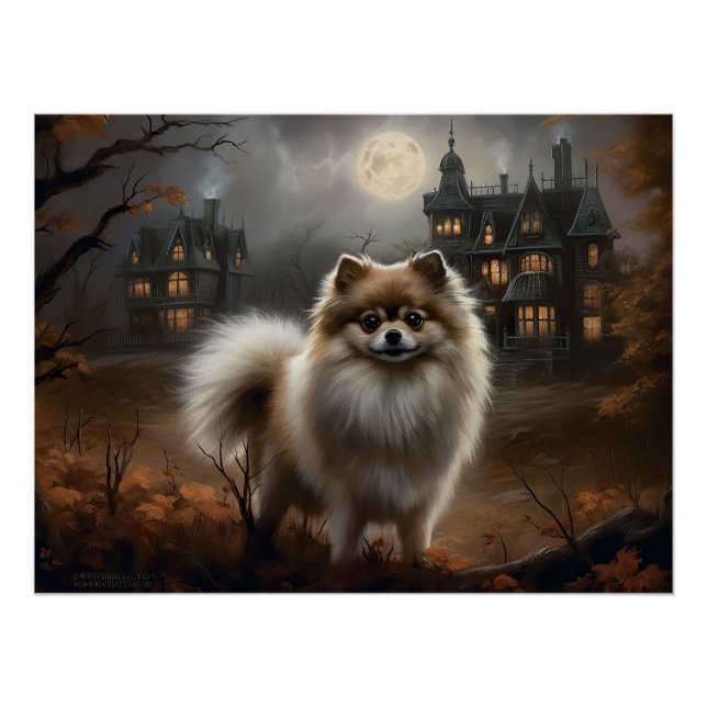 Póster Pomerânia Halloween Assustador (Frente)