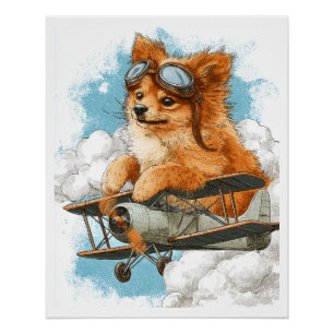 Póster Pomerânia Piloto � Cão Ás da Aviação