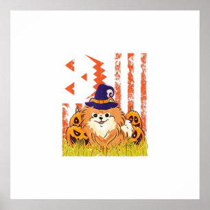 Poster Pomeraniana de Bruxas Cachorros Dançando Pumpkins