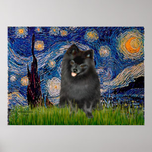 Poster Pomeraniano (preto) - Noite Estrelada