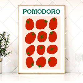 Póster Pomodoro Tomato Italiano Retro Moderno Estilo Vint