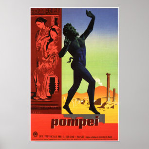 Poster POMPEI NAPLES ITÁLIA Viagens vintage de ruínas r