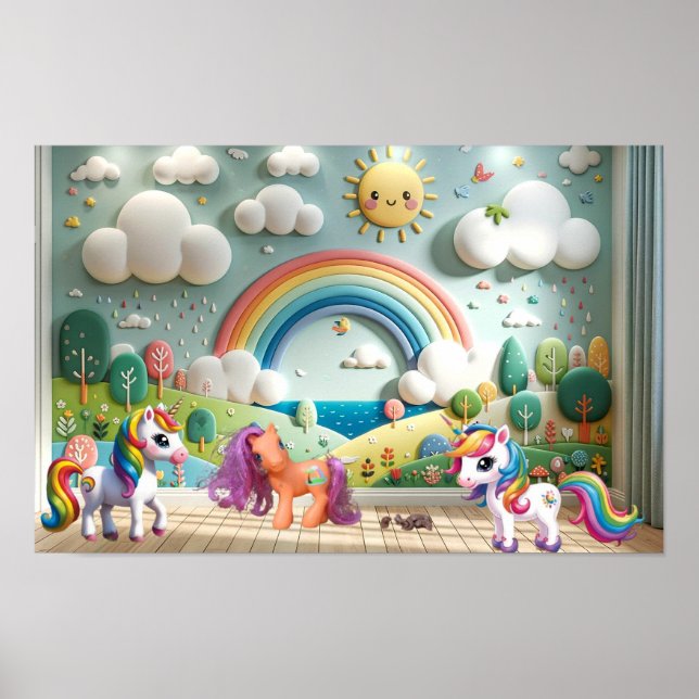 Poster Pônei Pequeno e Unicórnios (Frente)