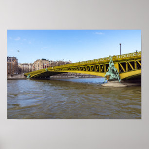 Poster Pont Mirabeau over the Seine - Paris France.