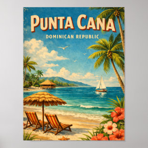 Poster Ponta Cana Antiga República Dominicana Rústico 