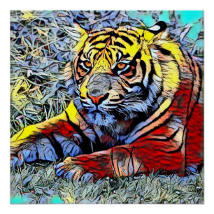 Póster Pontapé da cor - tigre 2