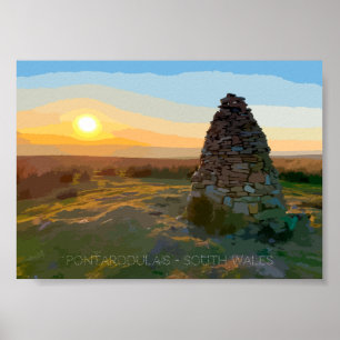 Poster Pontarddulais Montanhas veem paisagem vetorial art