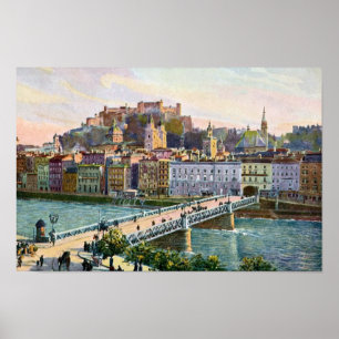 Poster Ponte 1916 do estado de Salzburg do Aquarelle