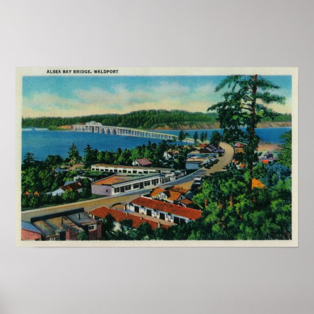 Póster Ponte Alsea Bay em Waldport, Oregon (Frente)