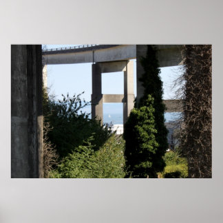 Póster Ponte Astoria-Megler Com Um Navio De Navegação