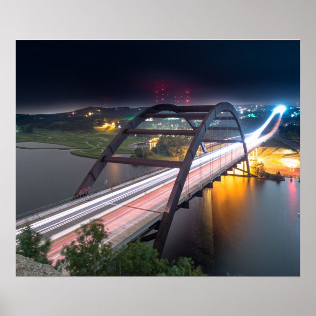 Póster Ponte Austin 360 Pennybacker À Noite (Frente)
