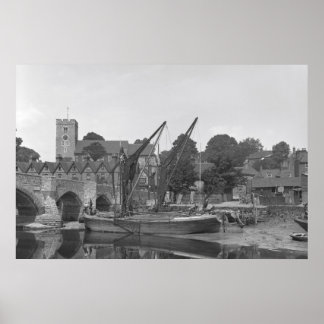Póster Ponte Aylesford com barcaças fotos antigas