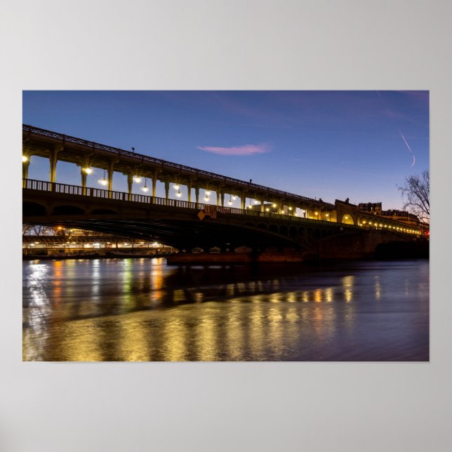 Poster ponte Bir-Hakeim ao amanhecer no inverno - Paris (Frente)