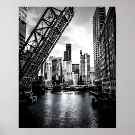Poster Ponte Black and White da rua Kinzie Chicago