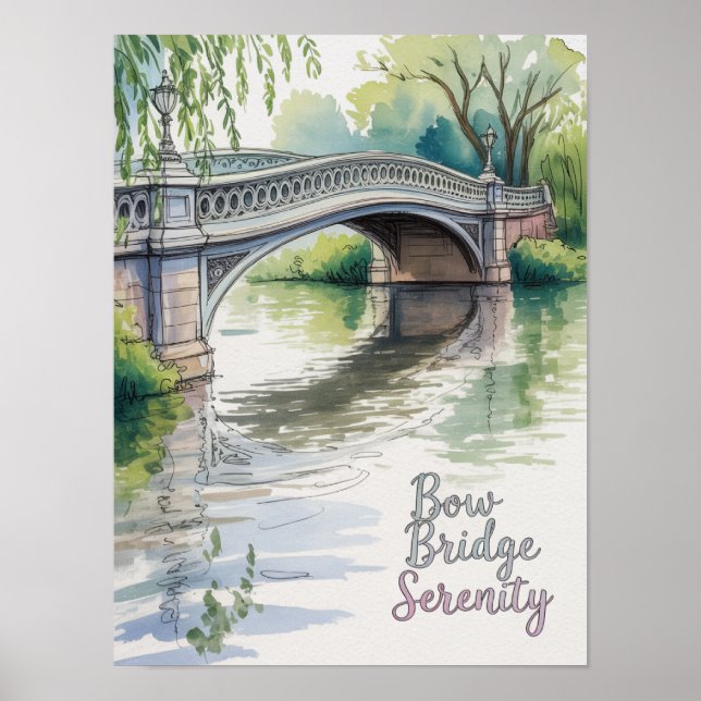 Poster Ponte Bow Serenidade Central Park Aquarela (Frente)