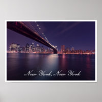 Ponte Brooklyn à noite, East River, Manhattan