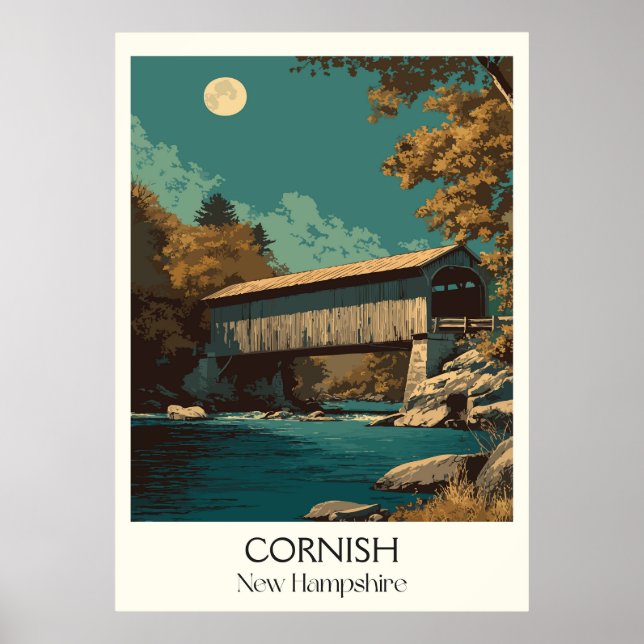 Poster Ponte Coberta de Cornish New Hampshire (Frente)