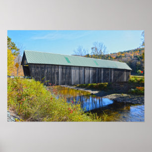 Poster Ponte coberta por Lincoln, outono, Woodstock, Verm
