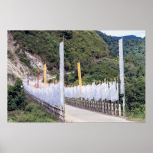 Poster Ponte com Bandeiras de Oração Budista - Butão