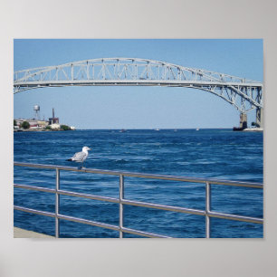 Póster Ponte da água azul, porto Huron, MI