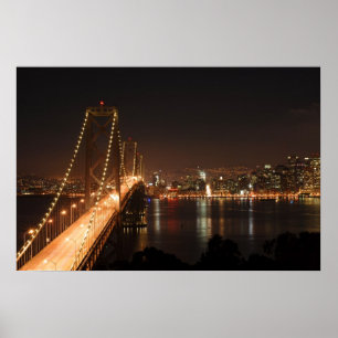Póster Ponte da baía e skyline da cidade de San Francisc