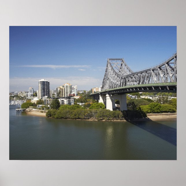 Póster Ponte da História, Brisbane River e Kangaroo (Frente)