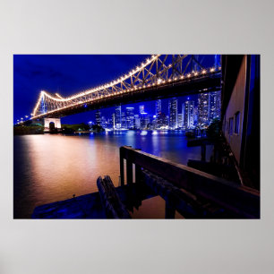 Póster Ponte da história de Brisbane na noite