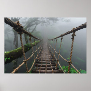 Poster Ponte da selva sobre um Crevasse