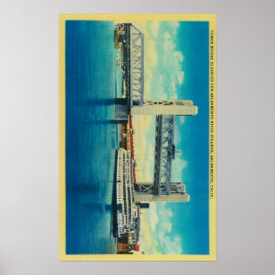 Póster Ponte da torre elevado para o Rio Sacramento