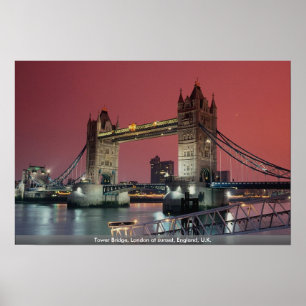 Póster Ponte da torre, Londres no por do sol, Inglaterra,