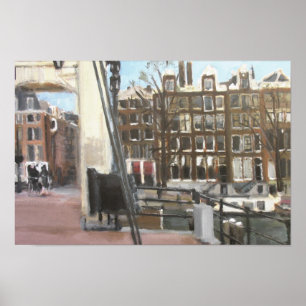 Poster Ponte de Amsterdã e Canal Casas de Belas Artes
